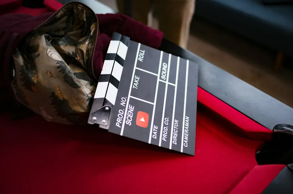 a bag sitting on top of a red table